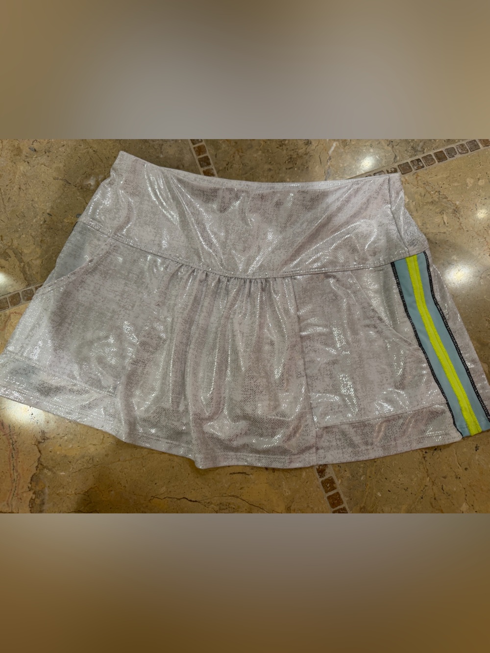 Lucky in Love White Metallic-Trim Activewear Bottoms